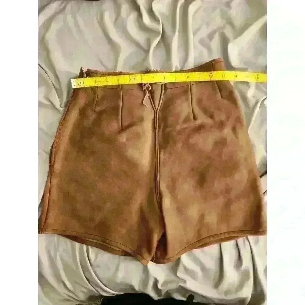 Vintage German Leather Womens Shorts 60's Size‎ M SEE PHOTOS Hipster Classy